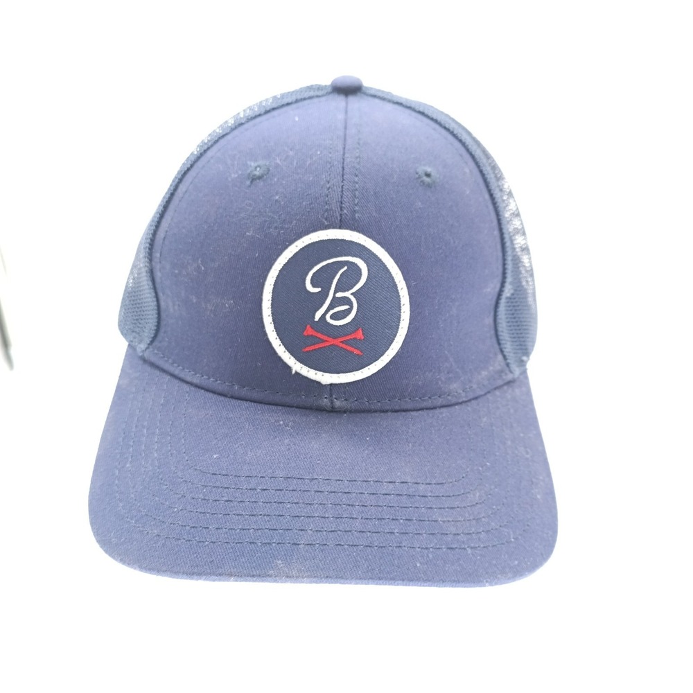 Barstool Sports Navy Blue Trucker Hat Mesh Snapback Golf B Logo Cap #10